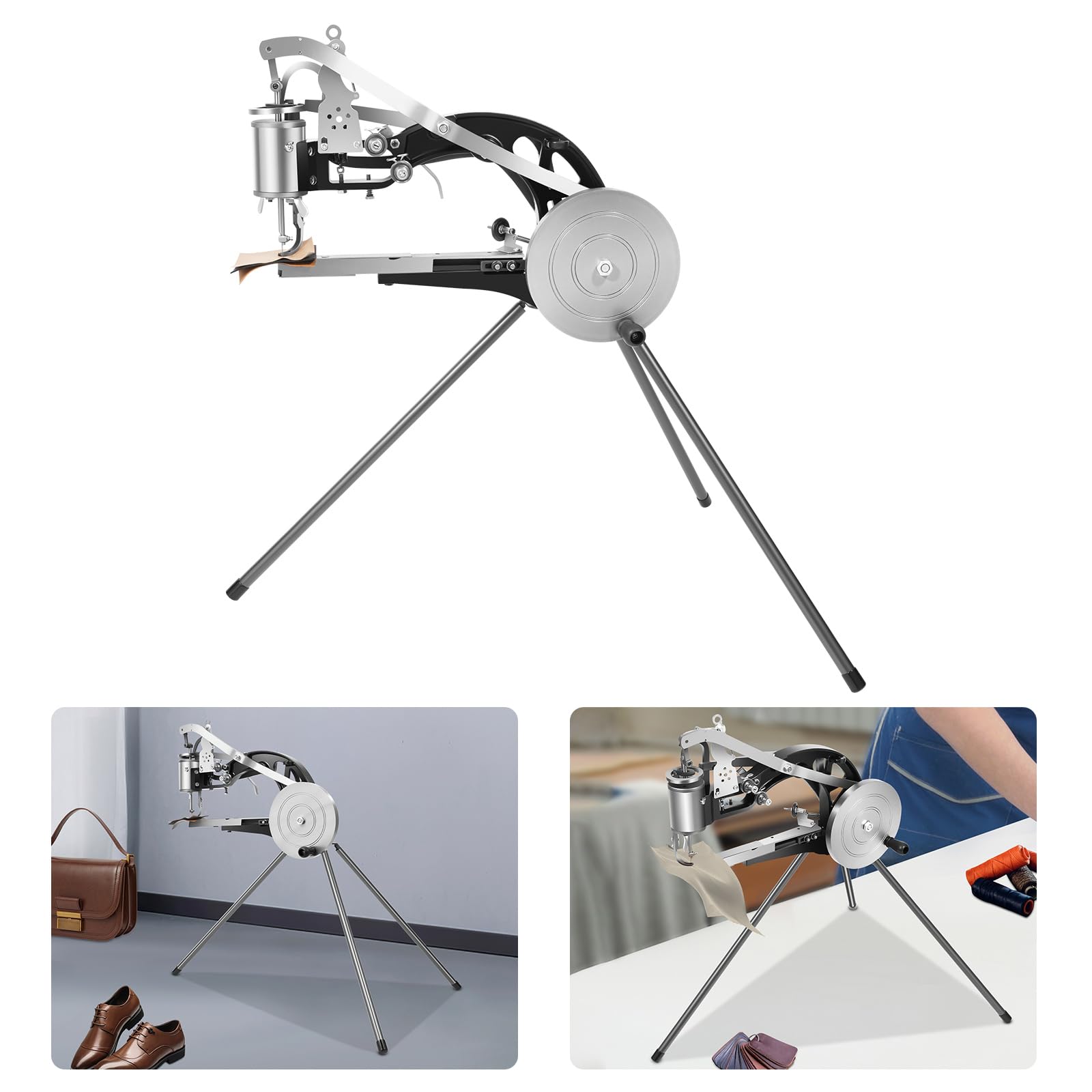 Macchina Da Cucire Pelle Manuale, Macchina Da Cucire Manovella Cordonnier Pellinier, Strumento Per Cucitura Spessa 5 Mm Tela Gomma Plastica, Riparazione Scarpe Borse Tende, Regolazione 360°, Ferro