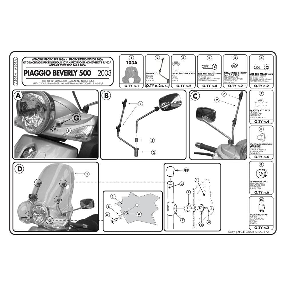 GIVI A103A Windshield Fit Kit