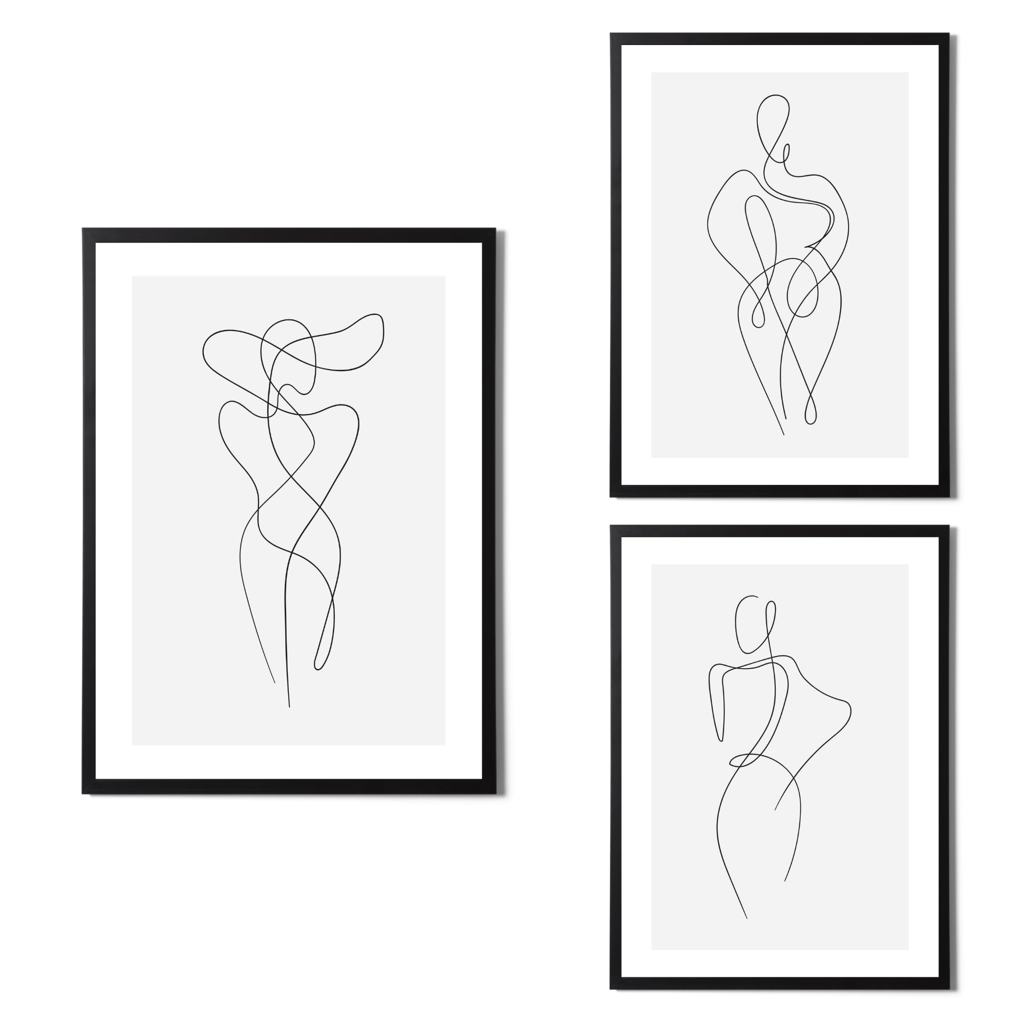 State Media Vision Abstract Women's Line Art Wall Art Set Of 3, Hand Drawn Female Line, Living Room or Bedroom Decor