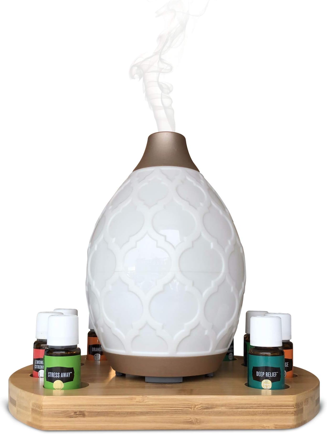 Essential Oil Diffuser Stand - Wooden Circular Stand with Storage for Nine (9) Essential Oils - Diffuser not Included, Display ONLY