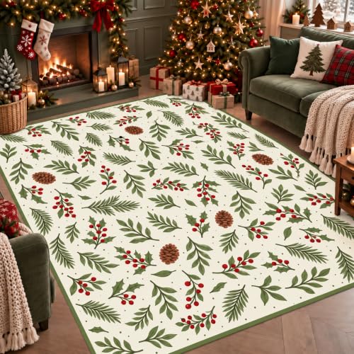 Drydiet Christmas Area Rug 8' x 10' Woodland Christmas Rug
