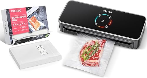 FRESKO Máquina selladora al vacío completamente automática con bolsas selladoras al vacío de alimentos de 6 x 10 pulgadas (100 unidades), sin BPA y