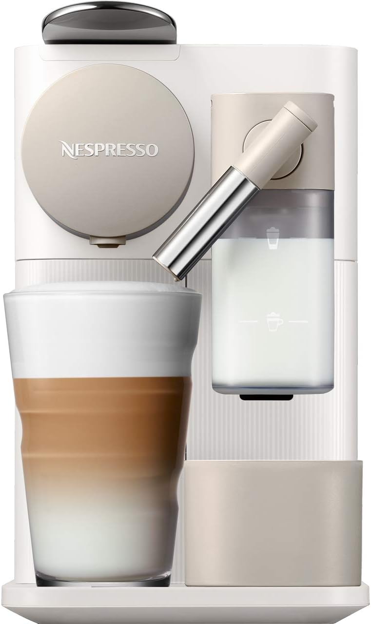 De'Longhi EN500W Machine à Café à Dosette Nespresso Lattissima One, Blanc soyeux, 1 Liter