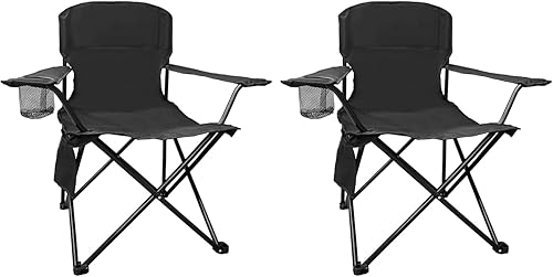 Miniatura 15 de Silla de camping plegable con portavasos y bolsa refrigeradora, silla portátil al aire libre para campamento, pesca, playa, picnic, marco de acero