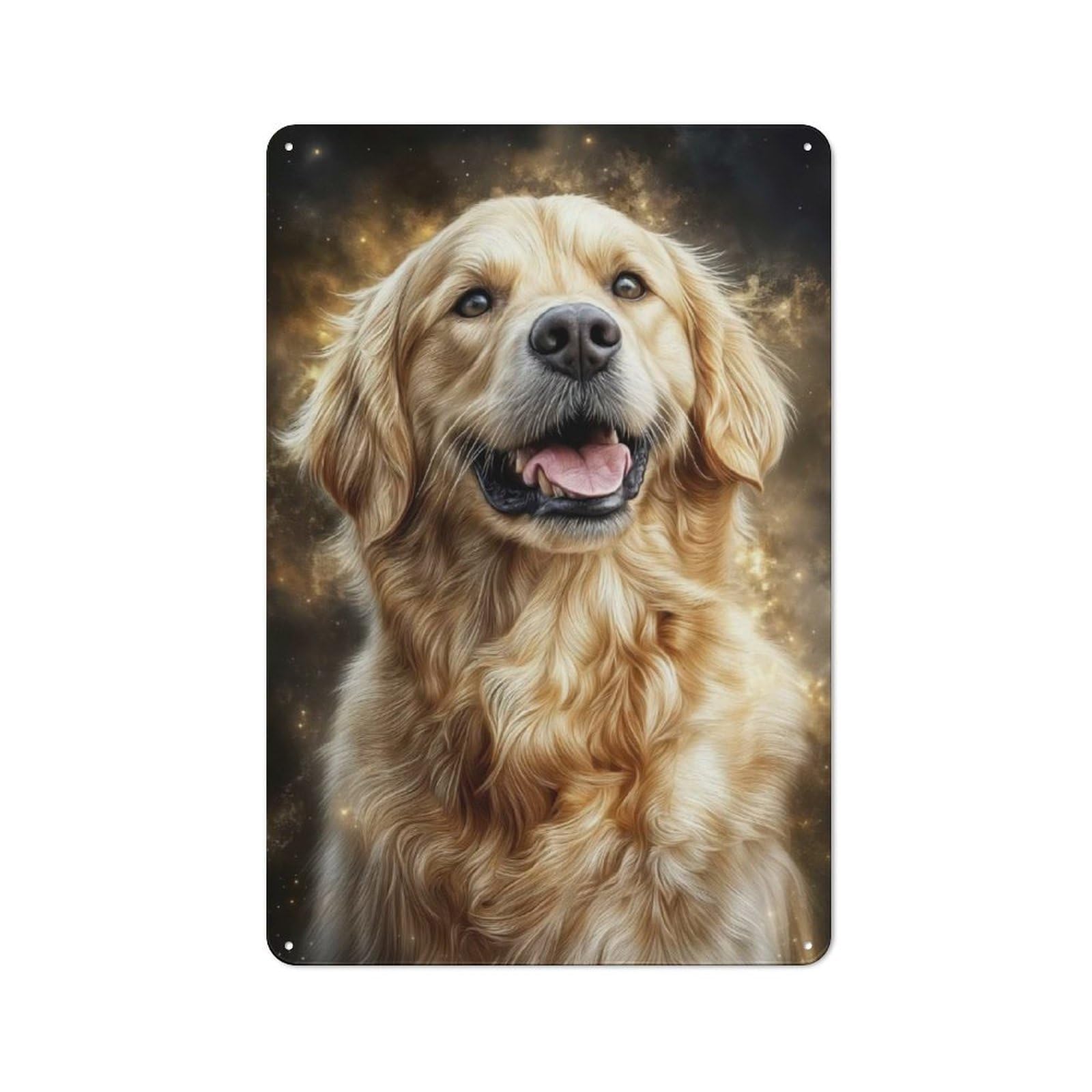 Golden Retriever Portrait Printed Metal Sign 30x20cm for Café Or Home Bar, Housewarming Wall Decor for People Furnishing Café And Home Bar