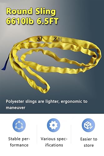 Miniatura 2 de Eslinga Redonda 6610lb 6.5FT Correa de Eslinga Aparejo Poliéster Sin Fin Eslinga de Elevación para Izar Objetos de Trabajo Pesado Eslinga