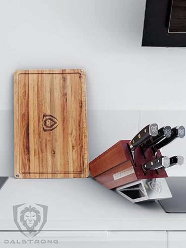 Miniatura 8 de Dalstrong Tabla de cortar de madera de teca, 22 x 15 pulgadas, tamaño grande, medidas grabadas con láser y ranura para jugo, tabla de cortar de