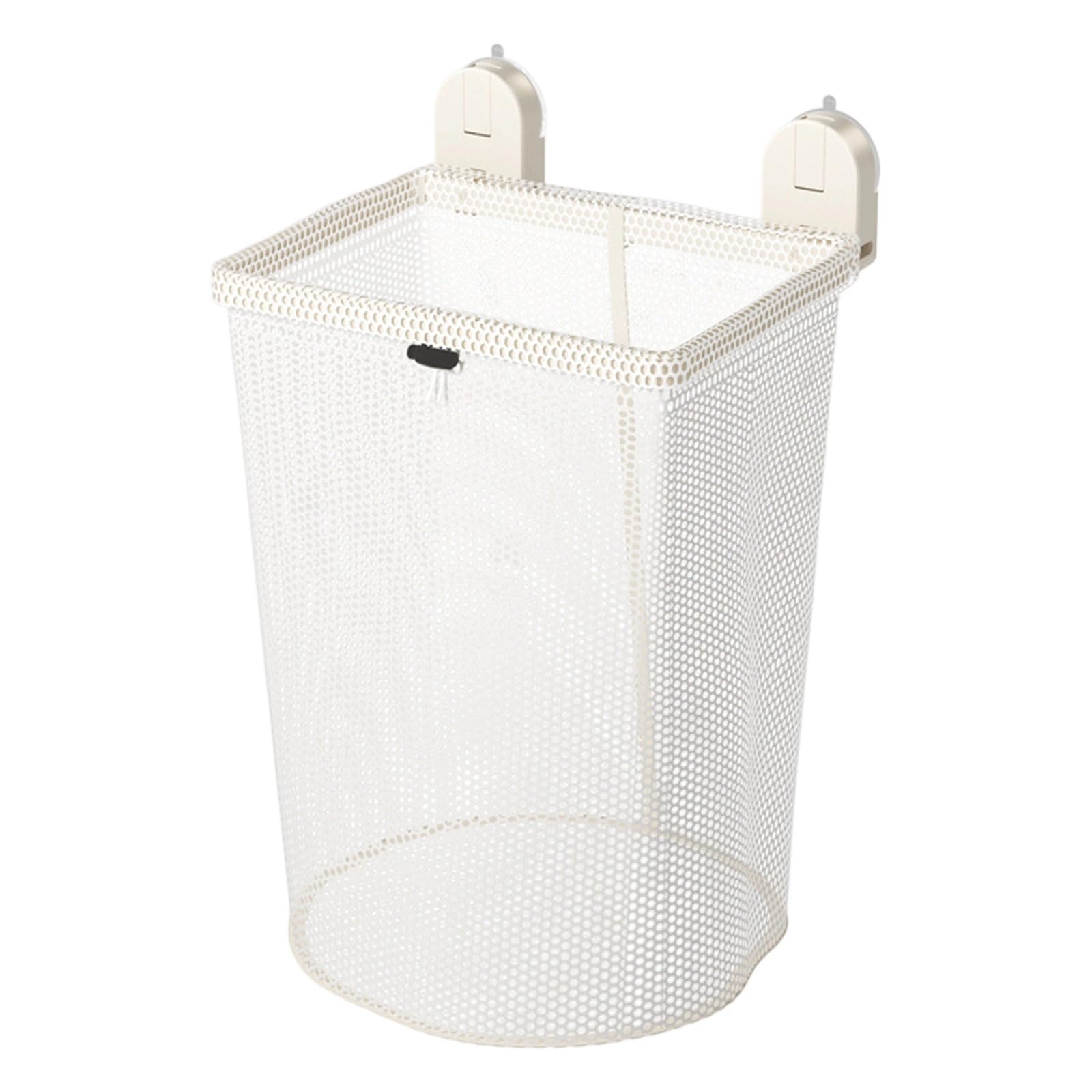 Wall Mounted Laundry Hamper Suction Cup Hook Large Capacity Space Saving Clothes Organiser for Bathroom Bedroom Carbon Steel Laundry Container