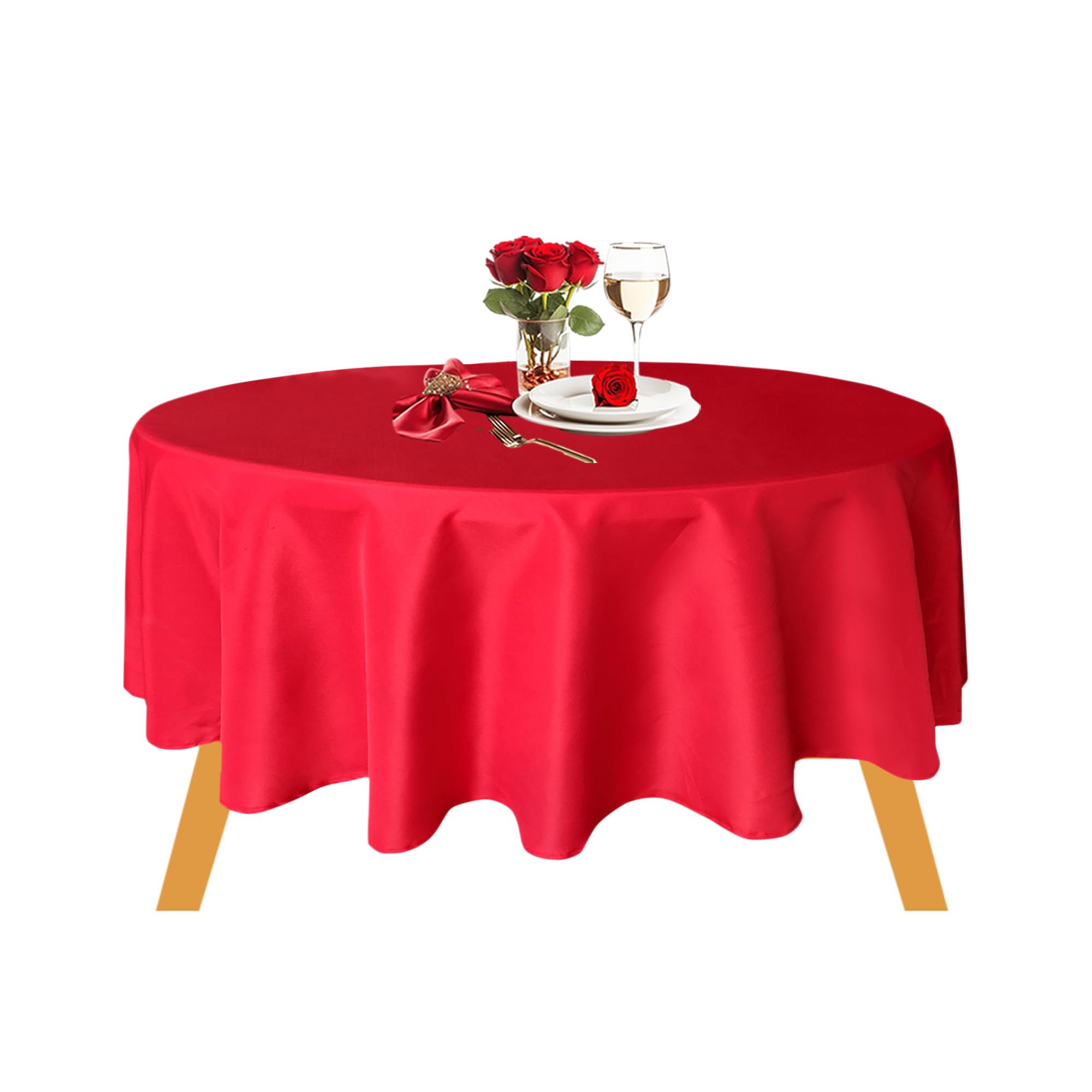 Nappe ronde polyester rouge pour sublimer vos tables d'invités