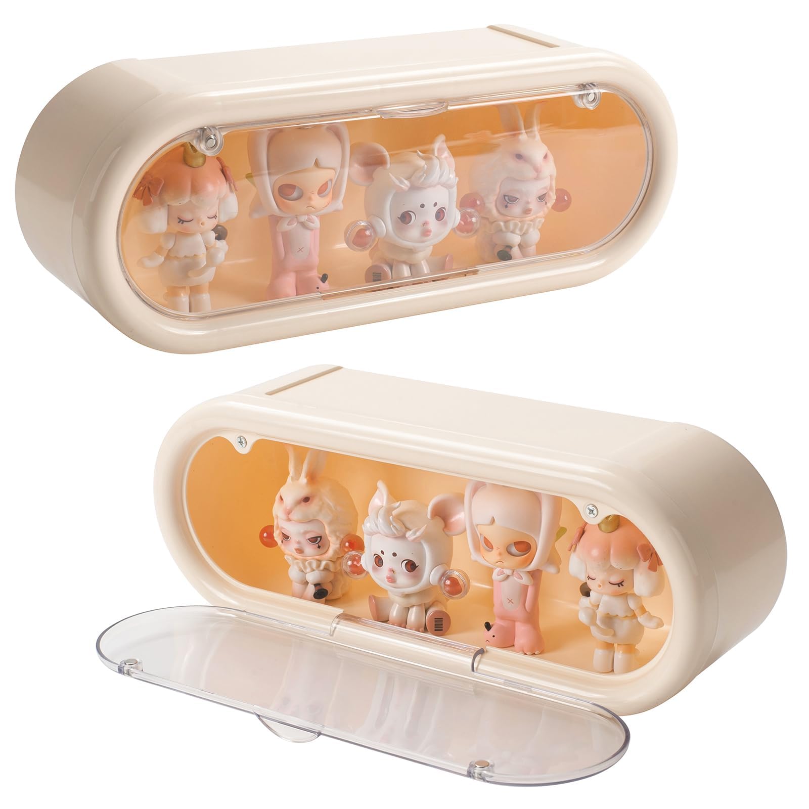 TERRIFI 2 Pack Clear Display Case for Figures, Wall Mounted Acrylic Display Box with Magnetic Door, Dustproof Showcase for Collectibles, Mini Toys, Action Figures, Ideal for Funko Pop and Popmart