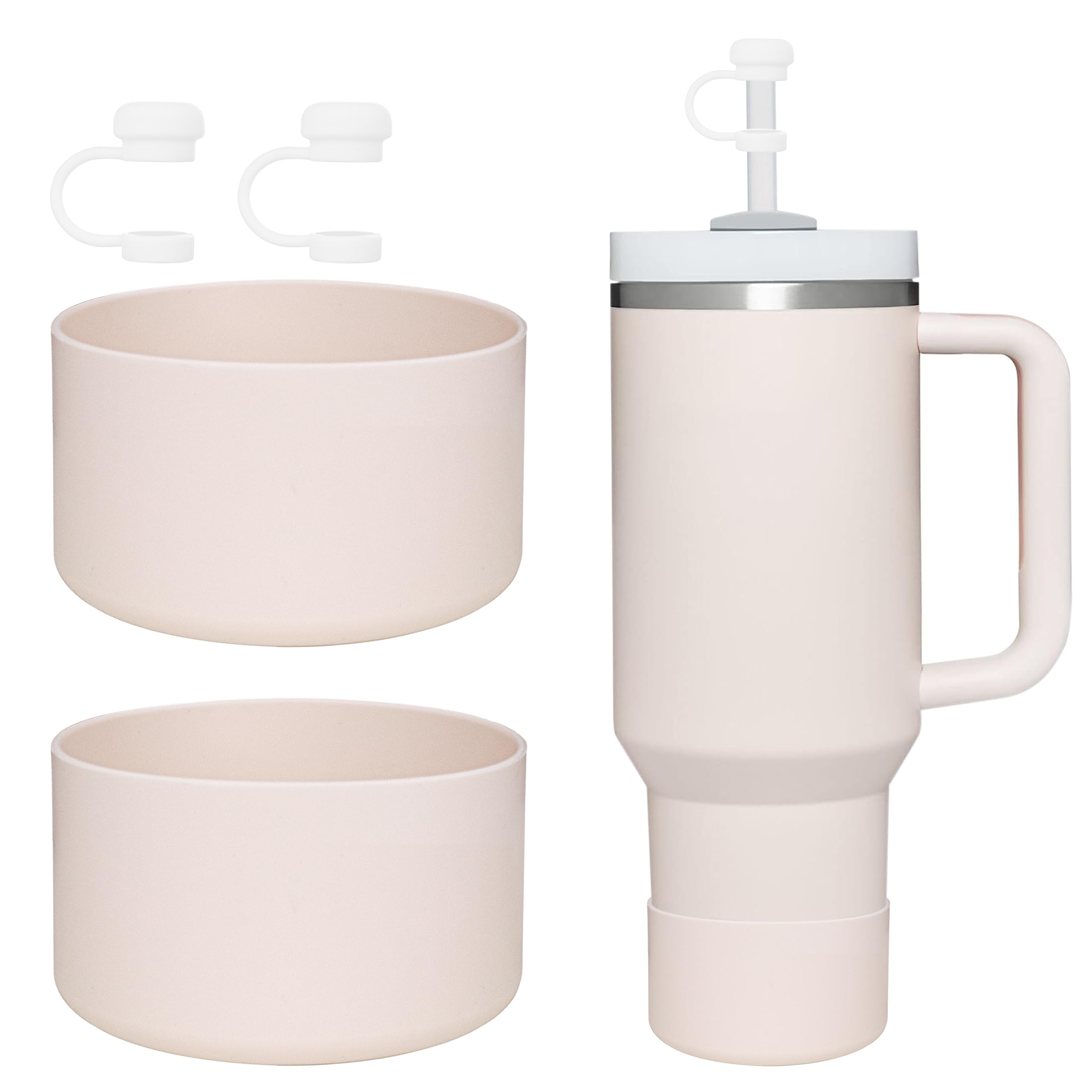 HEYSKAY2pcs Protective Flask Silicone Boot Base for Stanley Quencher Adventure 40oz & Stanley IceFlow 20oz 30oz Tumbler, and Compatible with 12-24oz Hydro Sport Water Bottles,Yeti and More