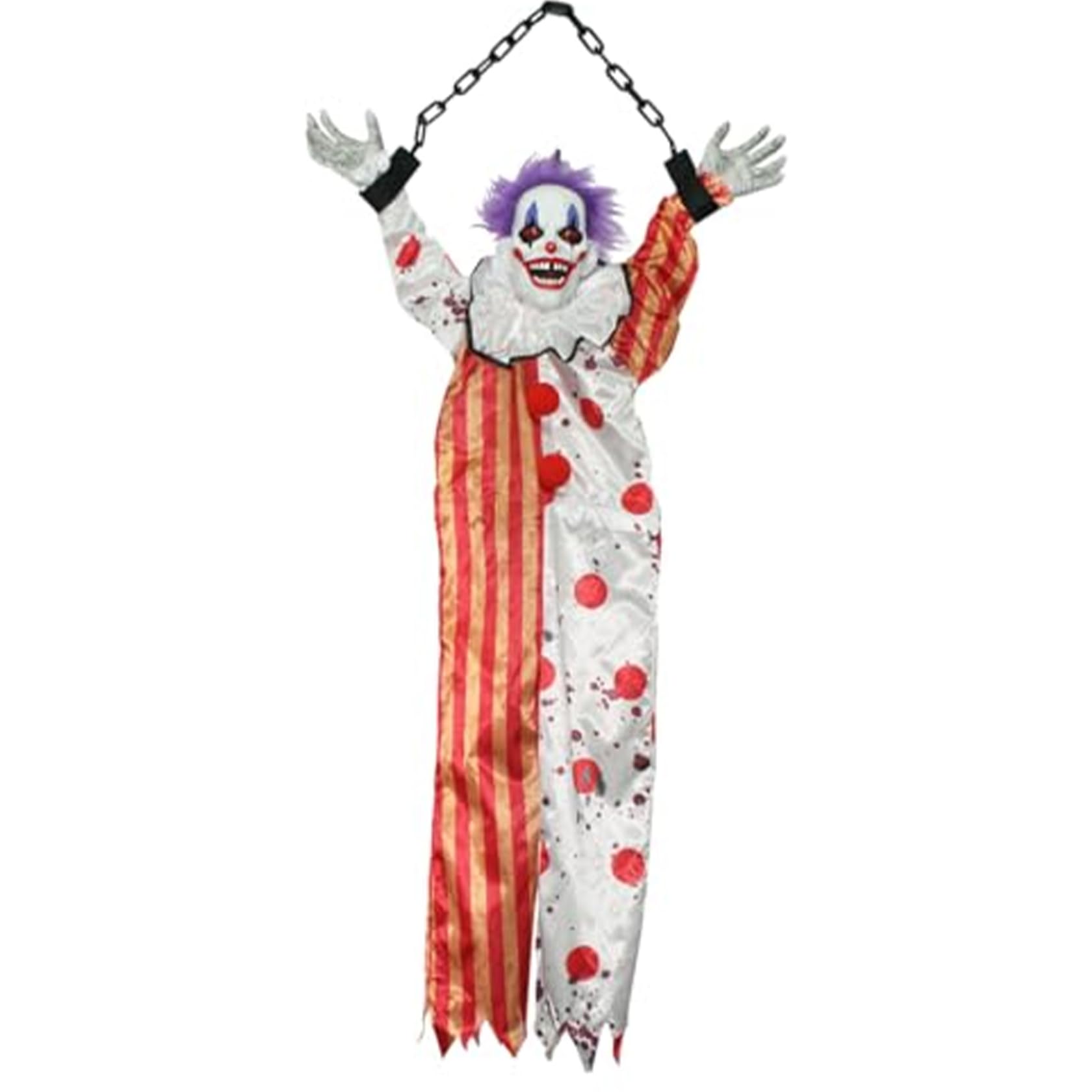 Monwssoe Halloween Decor, Halloween Clown Animatronics Hanging Clown Props Light Up Red Eyes Sound & Touch Activated for Haunted House Props Decorations Outdoor Scary NO Battery