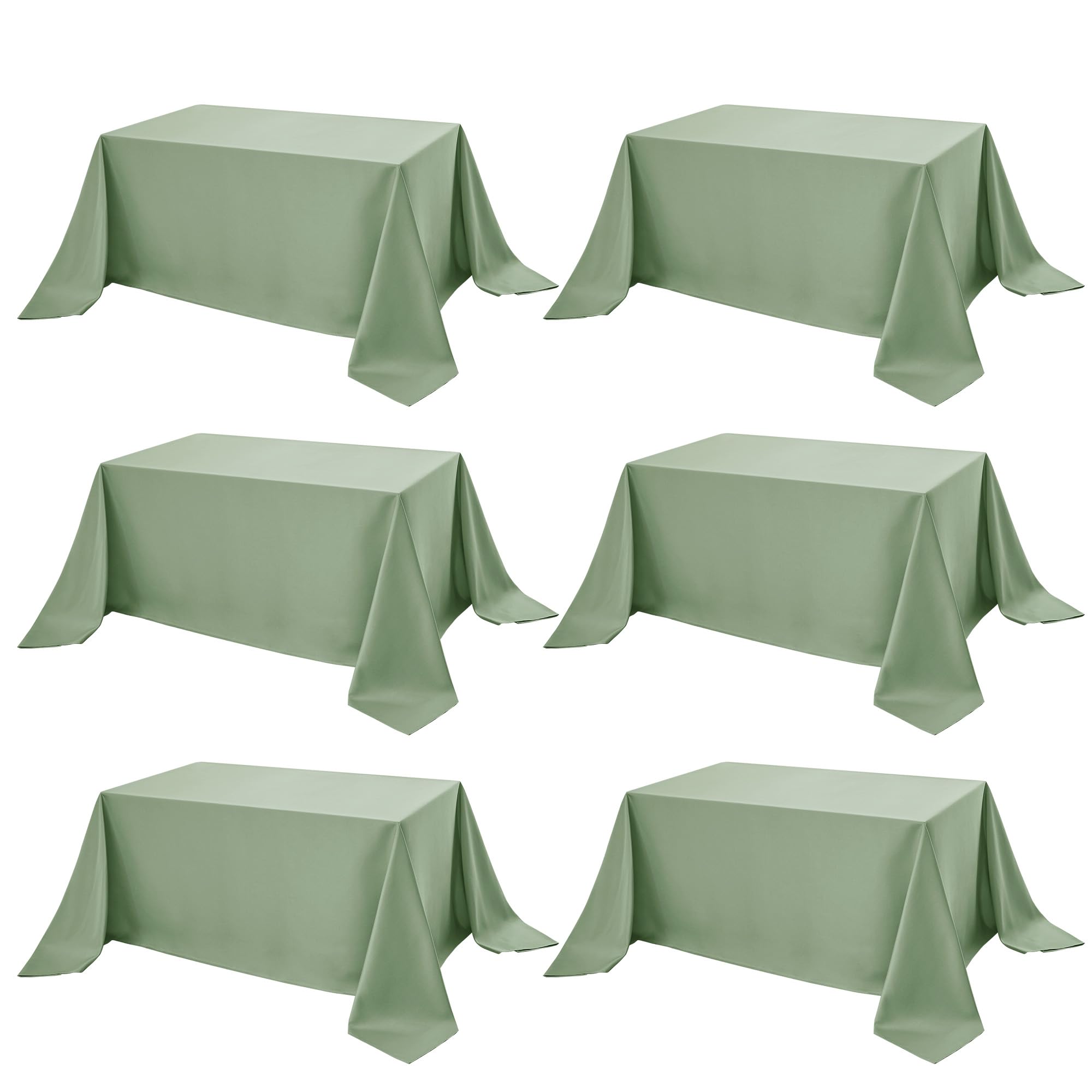6-Pack Sage Green Tablecloths for Rectangle Tables, 90 x 156 in