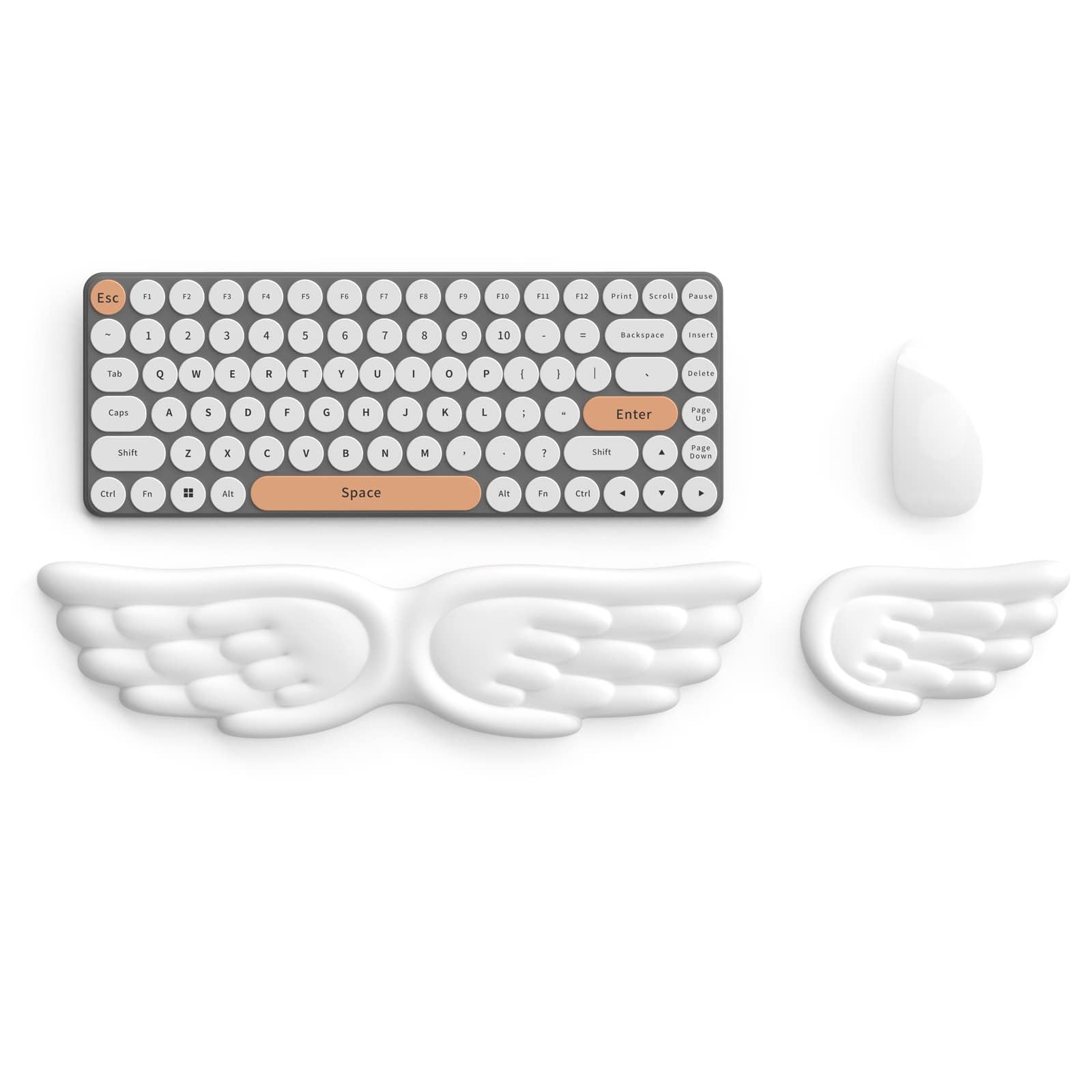 NALACAL Angel Wing Keyboard Wrist Rest, 3 in 1 Memory Foam Mouse Wrist Cushion Support, Mouse Pad Wrist Support for Computer, Laptop, Soft Wrist Rest for Keyboard, Easy Typing & Pain Relief, White