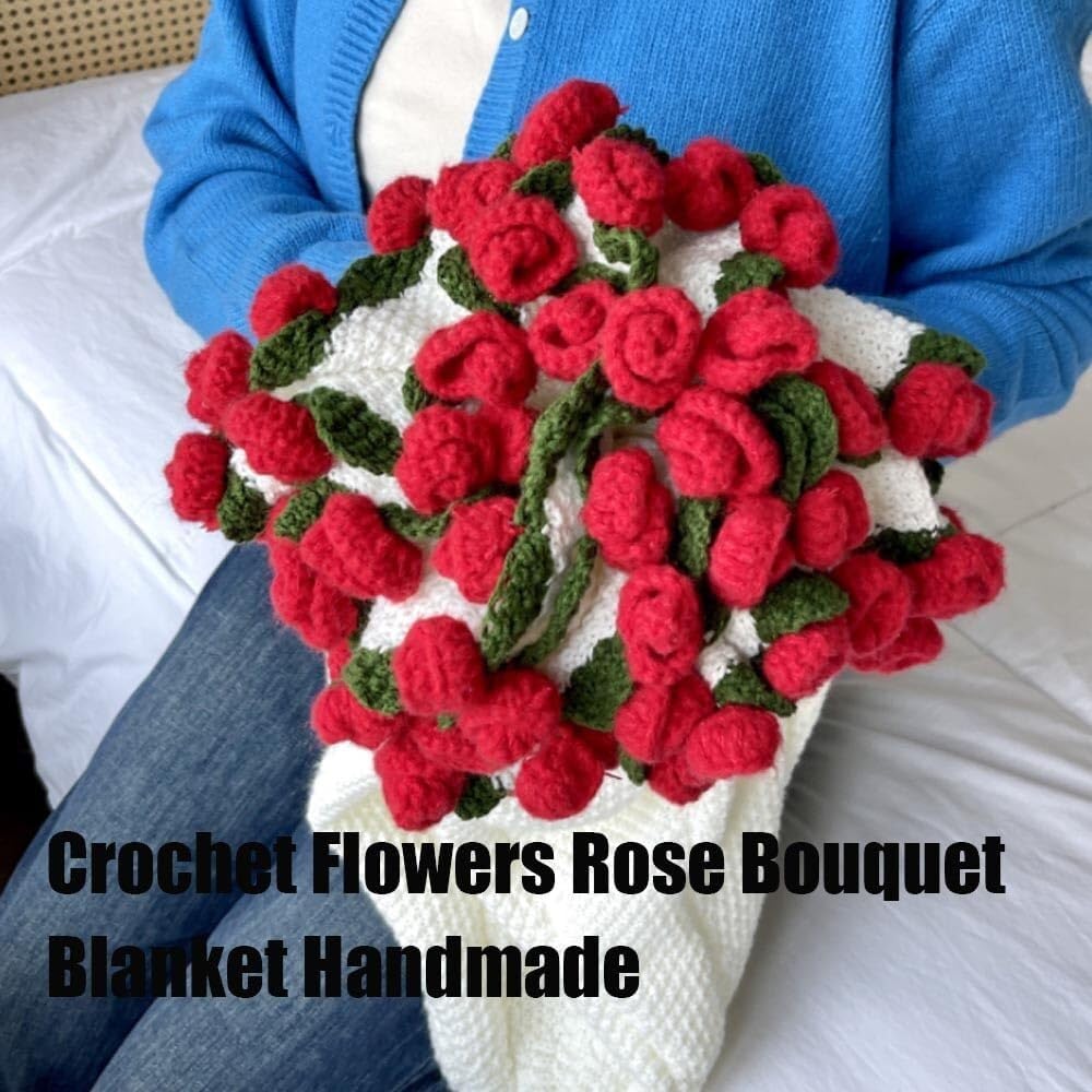 Amazon｜かぎ針編みの花束ブランケット（母の日、誕生日、ホーム