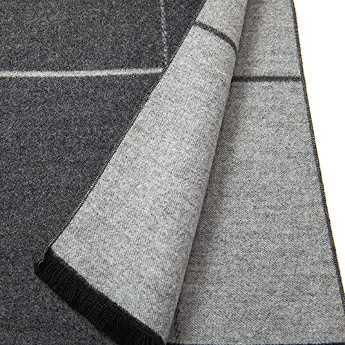 Tonten Sciarpa Invernale Classica Da Uomo In Lana Australiana Sciarpe A Righe Leggere Lavorate A Maglia A Quadri Caldi Con Confezione Regalo (Grigio) - 6
