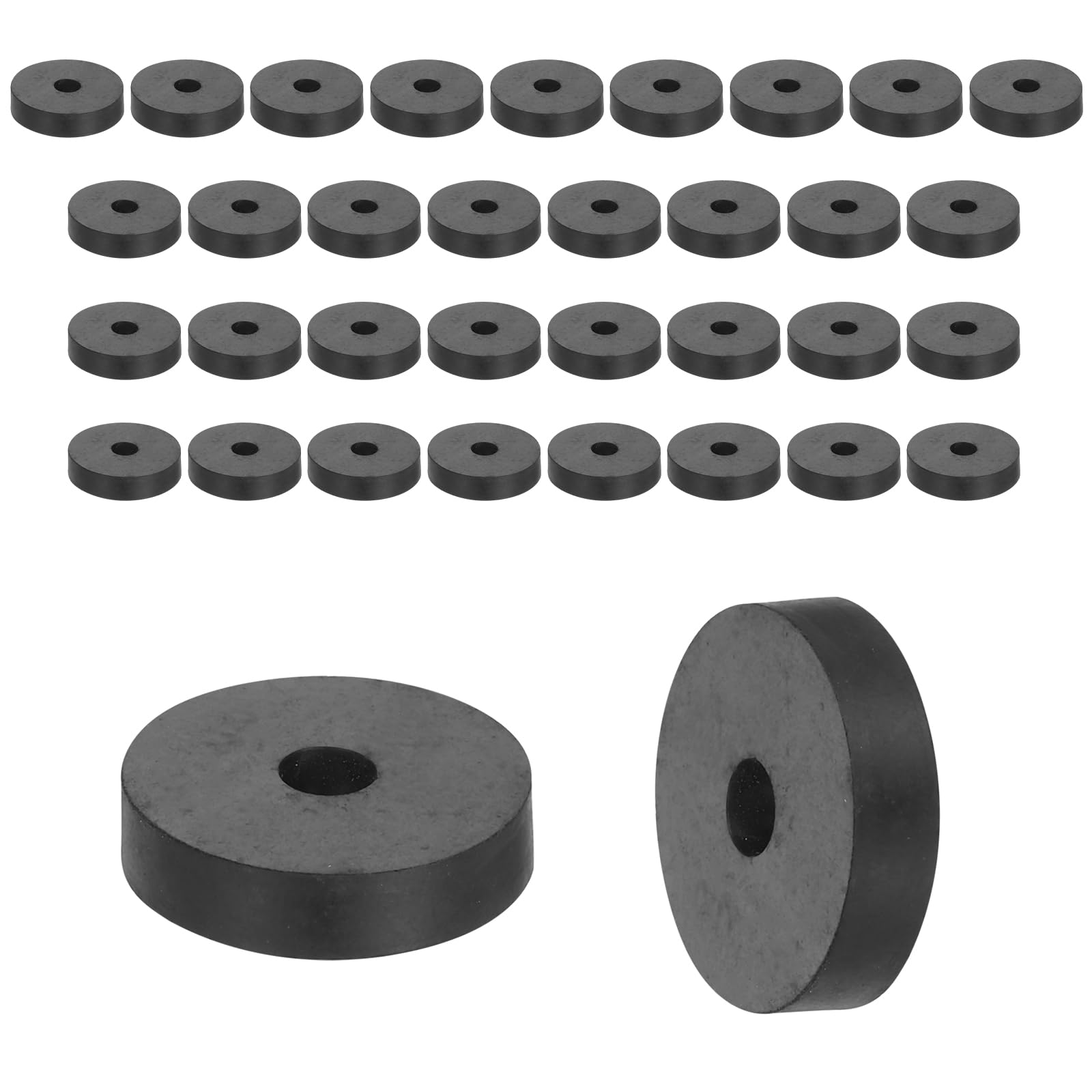sourcing map 35Pcs Rubber Spacers, 25mm OD, 6mm ID, 6mm Thick Black Round Anti Vibration Rubber Pads Isolation Bushings Washer for Home Cars Boat(0.98"OD x 0.24" ID x 0.24" Thick)