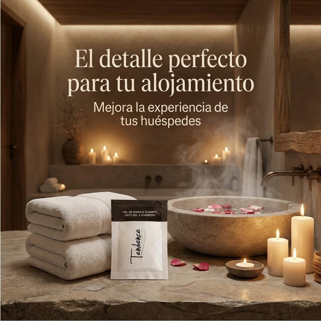 1000 unidades de Gel de Baño y Champú Amenities Hotel – Cosmética Hotelera Ecológica para Hoteles, Casas Rurales y Alojamientos Turísticos | Producto de Bienvenida para Habitaciones y Huéspedes.