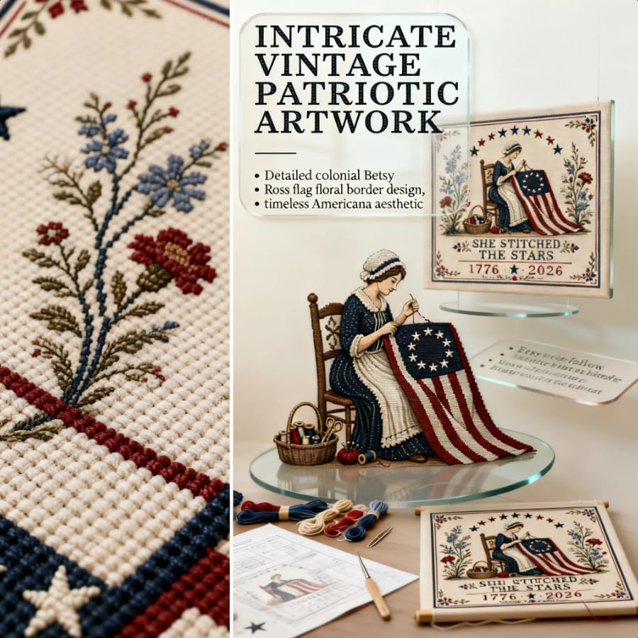 Amazon.com: She Stitched The Stars Cross Stitch Kit, 1776-2026 US