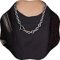YERTTER Silver Dainty Punk Layering Choker Necklace - Boho Chunky Chain Statement Jewelry Set for Women & Men