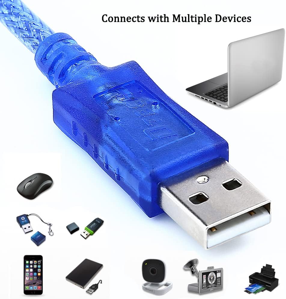 DTECH 15 Feet USB 2.0 Extension Cable USB A Male to A Female Cord - 5 Meters - Blue