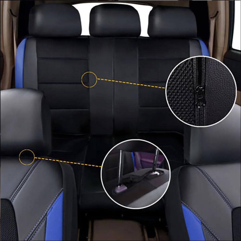 Fundas Asientos Coche para Dacia Jogger 2022-2024, Protector de Asiento Cuero Juegos de Cubreasientos Impermeable Interior Accesorios,A/Black-Blue