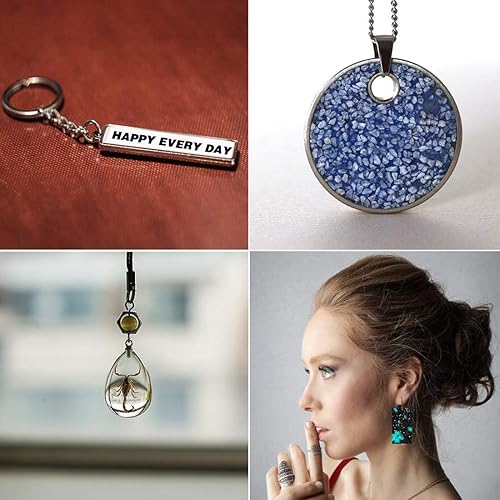 Miniatura 2 de LORITARIA 25 moldes para colgantes de silicona para fundición de resina + llaveros con cadena, moldes para hacer joyas con agujeros para colgar para