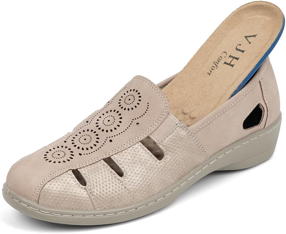 Women’s Flat Shoes, Slip-on Round Toe Light Weight Comfort Casual Walking Shoes