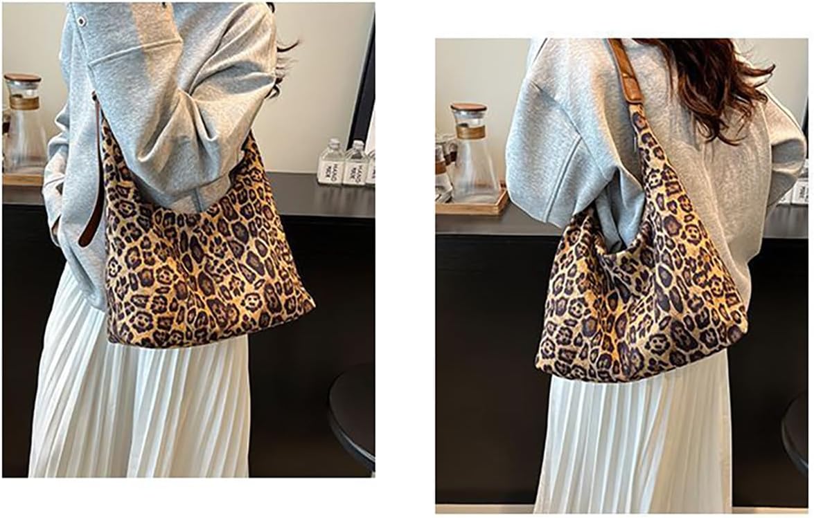 Women's leopard print handbag, tote multifunctional commuting shoulder bag, versatile and fashionable casual bag