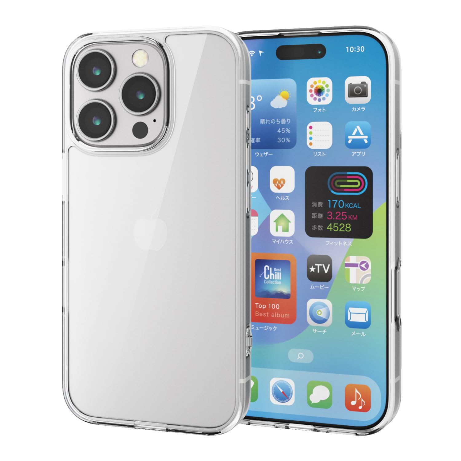 Amazon.co.jp: エレコム iPhone 16 Pro ケース クリア 強化ガラス背面