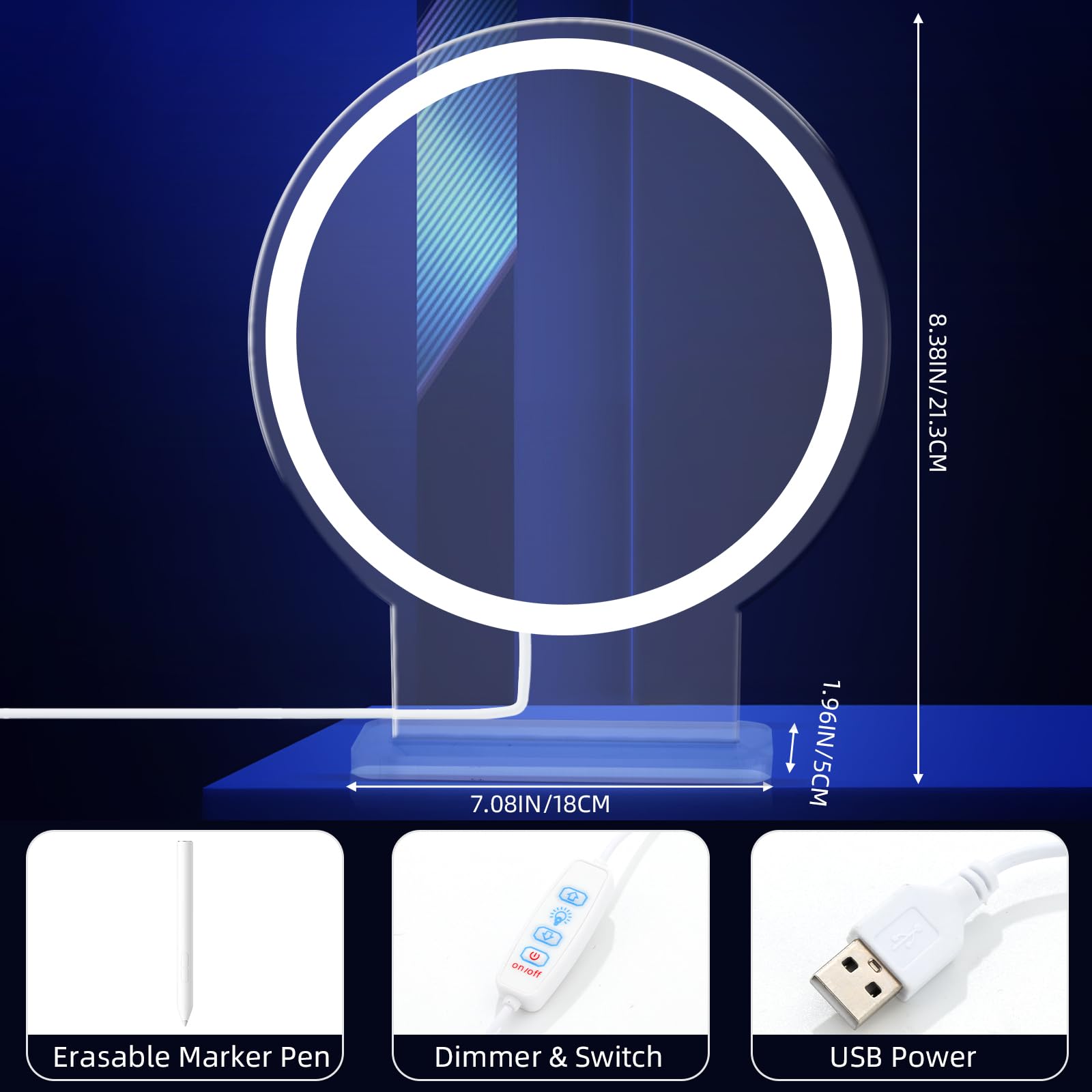 5V USB Neon Leuchtschild mit Radierbarem Marker, LED Neon Audio Schild für Gästebuch mit Standfuß für DIY Hochzeitsfeier Büro Spa Wohnzimmer Schaufenster Firmenempfang