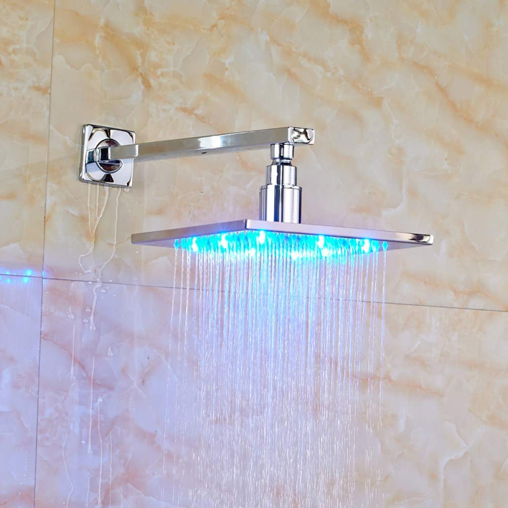Sistema de Ducha Montaje en Pared LED Cromado Pulido 3 vías Baño Ducha Grifo Mezclador Grifo 8/10/12/16 Pulgadas Ducha Tipo Lluvia, Cromado 10 Pulgadas