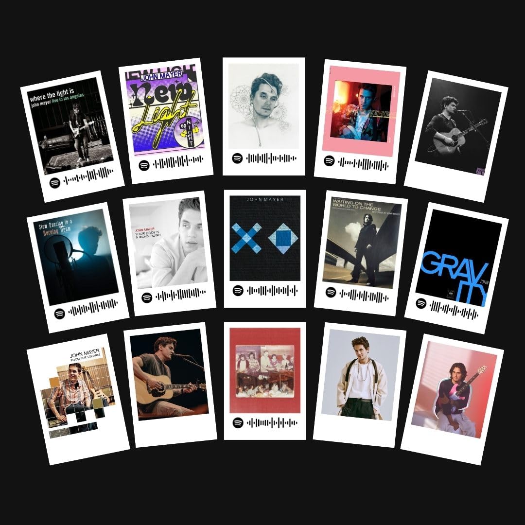 John Mayer Poster | John Mayer Mini Poster Kit (Set of 15) | Heavier Things, Continuum Compact Posters (8 x 6 cm) Posters for Phone Accessories, Bedroom, Office, Living room, room decoration