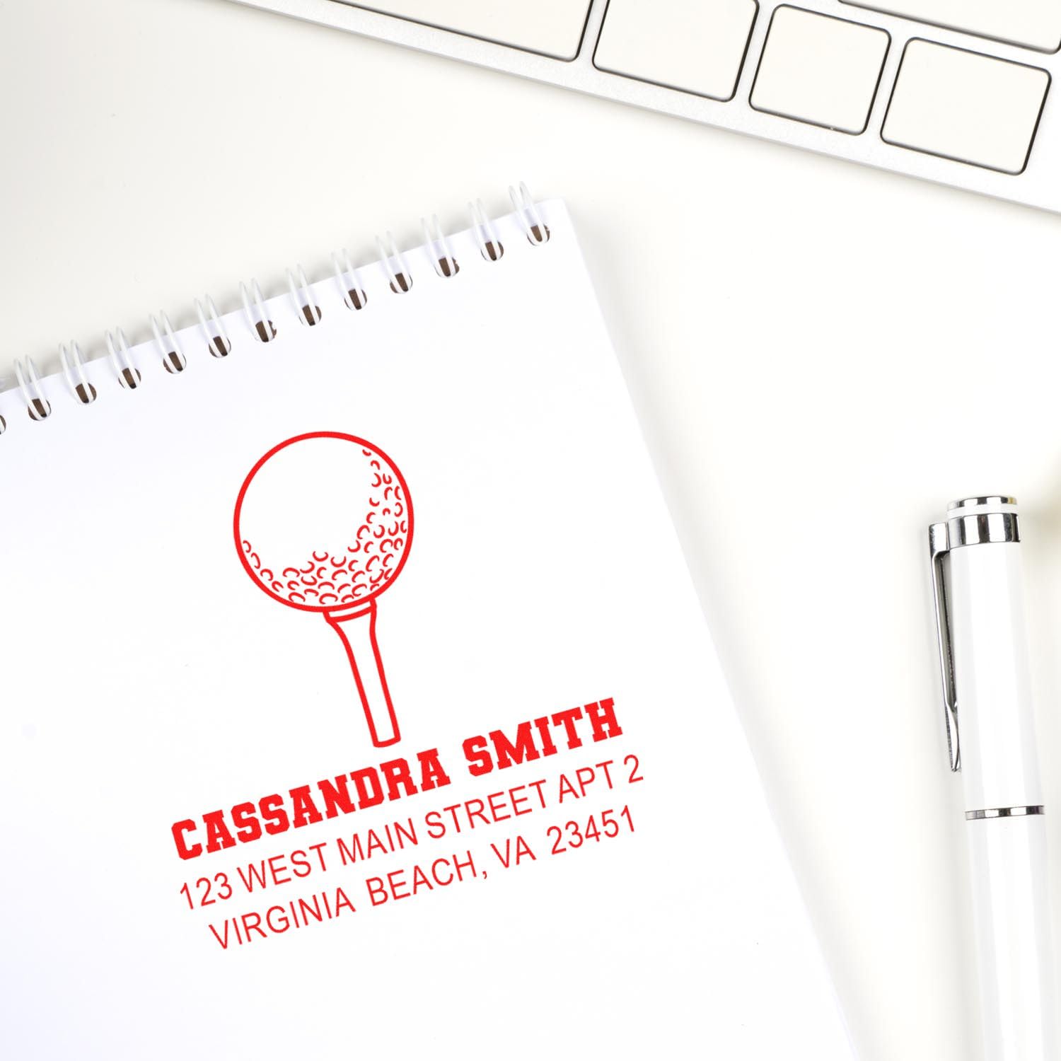Made to Order Slim Pre Inked Address Stamp Golf Tee - Custom Lettering