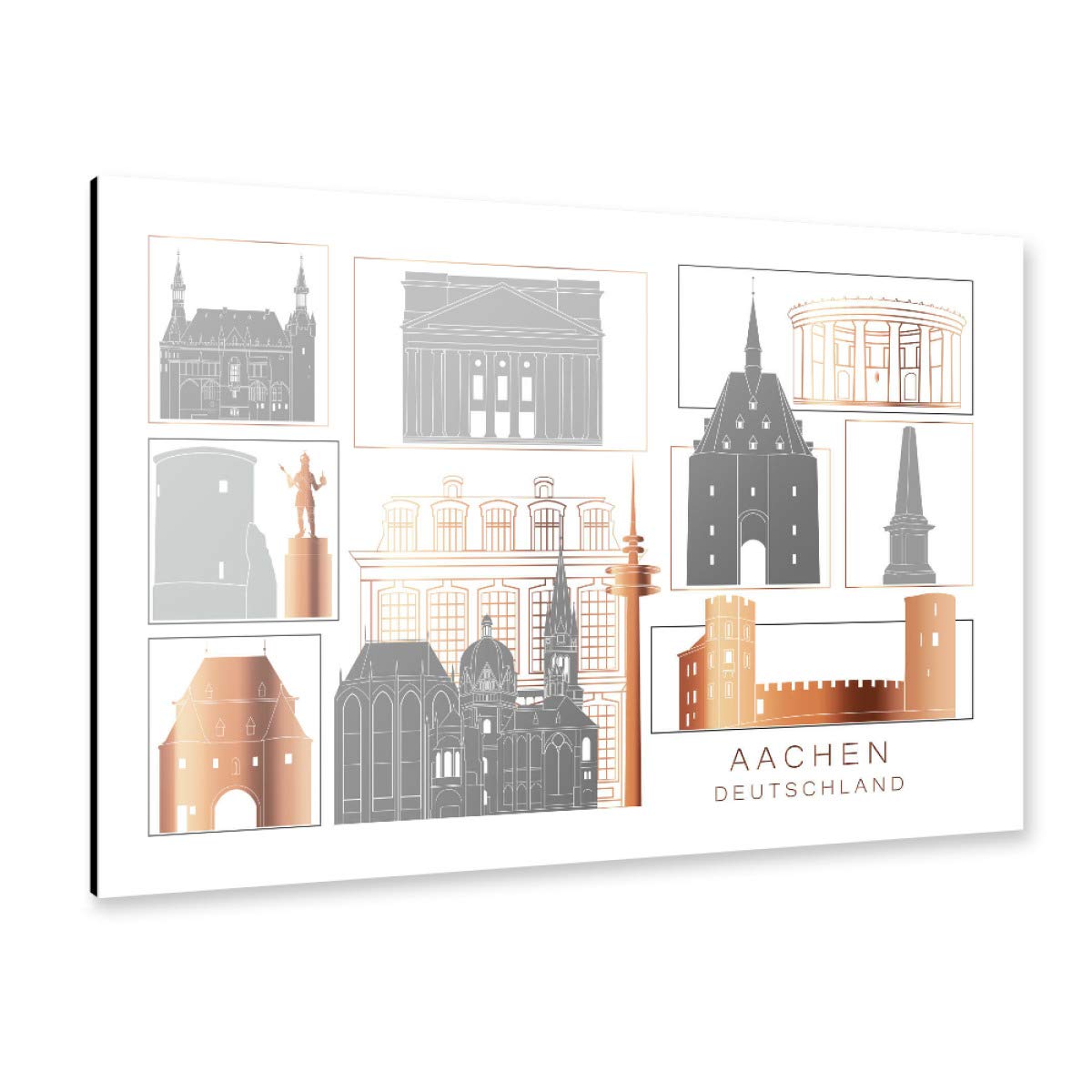artboxONE Alu-Print 60x40 cm Aachen Skyline Copper von Künstler GREENGREENDREAMS