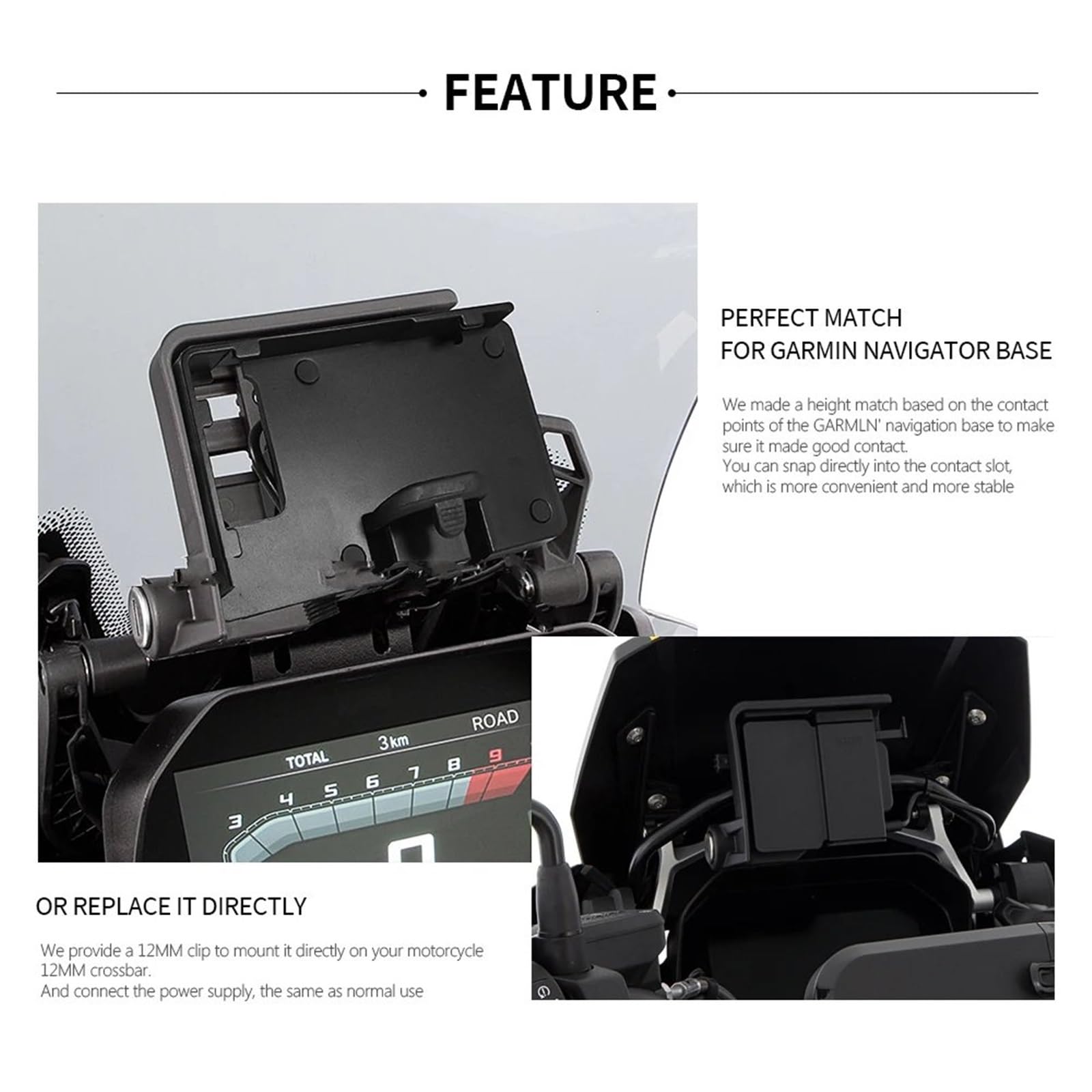 Support Telephone Velo Pour BMW R1250GS LC Pour ADV R1200GS F850GS F750GS F900XR F900R Chargeur Sans Moto Support Navigation USB Support Téléphone Portable Telephone Moto Rotation(Wireless charging)