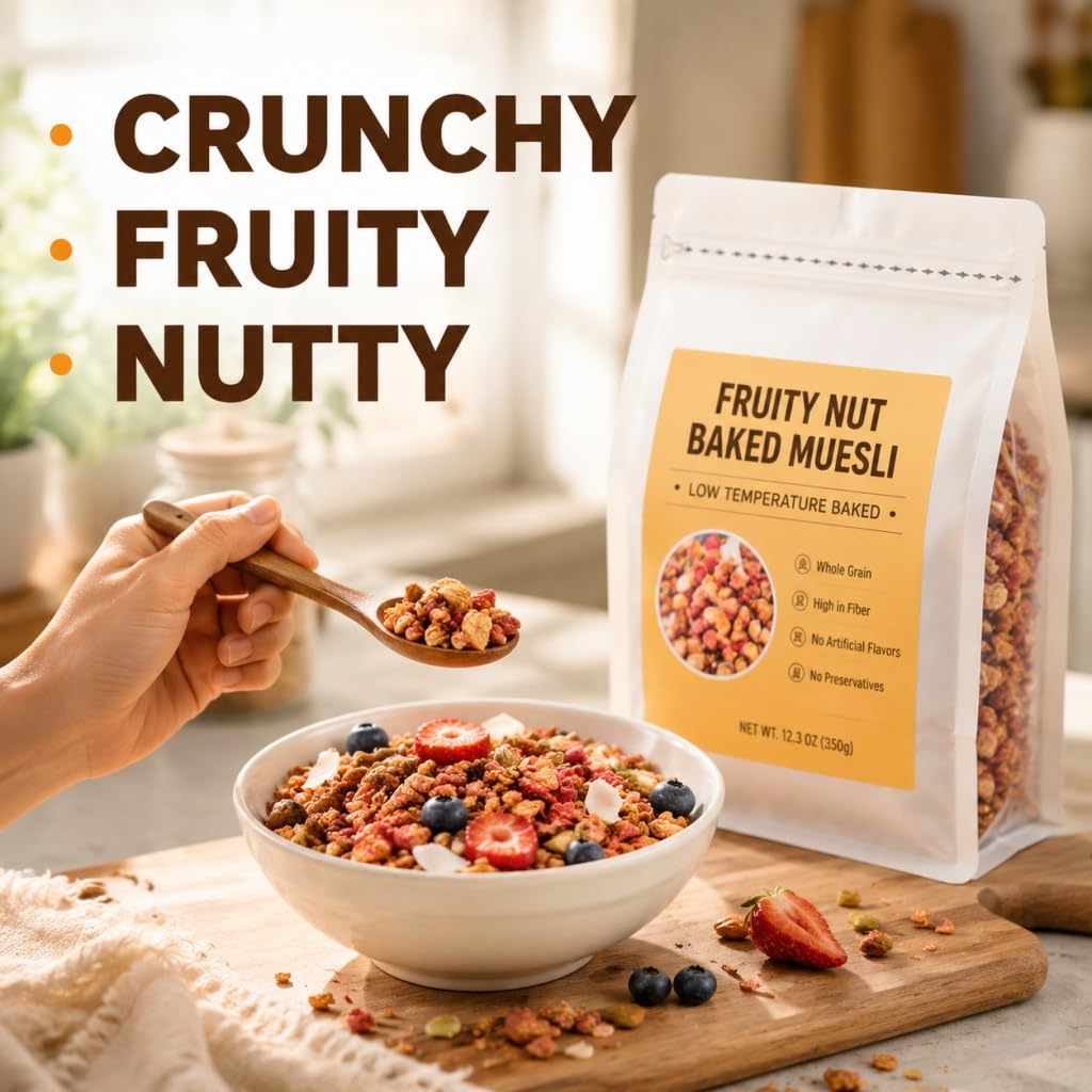 Granola Aux Fruits Et Noix 2 Saveurs : Litchi, Rose Sel De Mer, Cacao, Paquet (210 G Chacun) Céréales For Petit-déjeuner, Avoine Croquante Avec Vrais