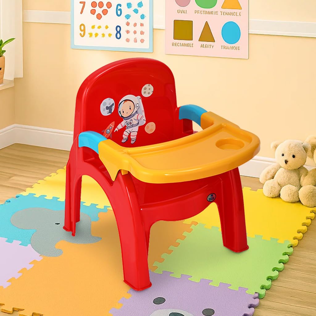 Nilkamal Wonder Plastic Baby Desk Chair with Detachable Tray | Multipurpose Toddler Chair for Eating, Feeding, Studying | High Backrest Kids Seating for 1.5 to 5 Years | Bright Red & Mustard Yellow-image-36