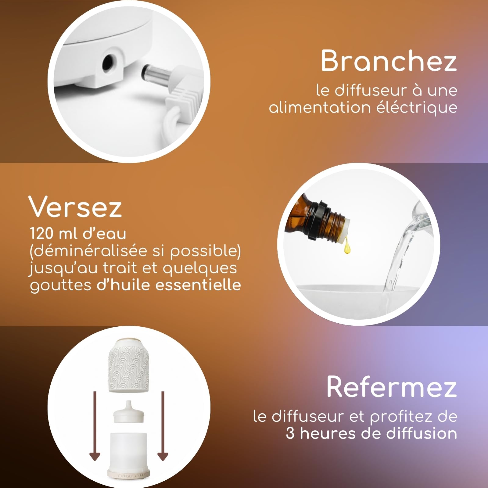 Zen'Aroma Difusor de Aceite Esencial WiFi Praga - Difusor Eléctrico Conectado Compatible Alexa/Google Home - Control Total Remoto en la App Tuya Smart - Materiales Naturales Madera y Cerámica