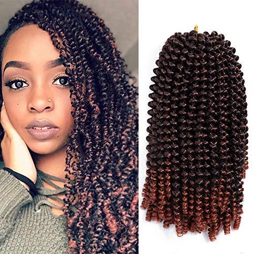 Spring Twist Crochet Braiding Hair Crochet Braid Crochet Hair Afro Kinky Curl Color Crochet Synthetic Hair Color 1b350 1 Pack(8inch #1b350)