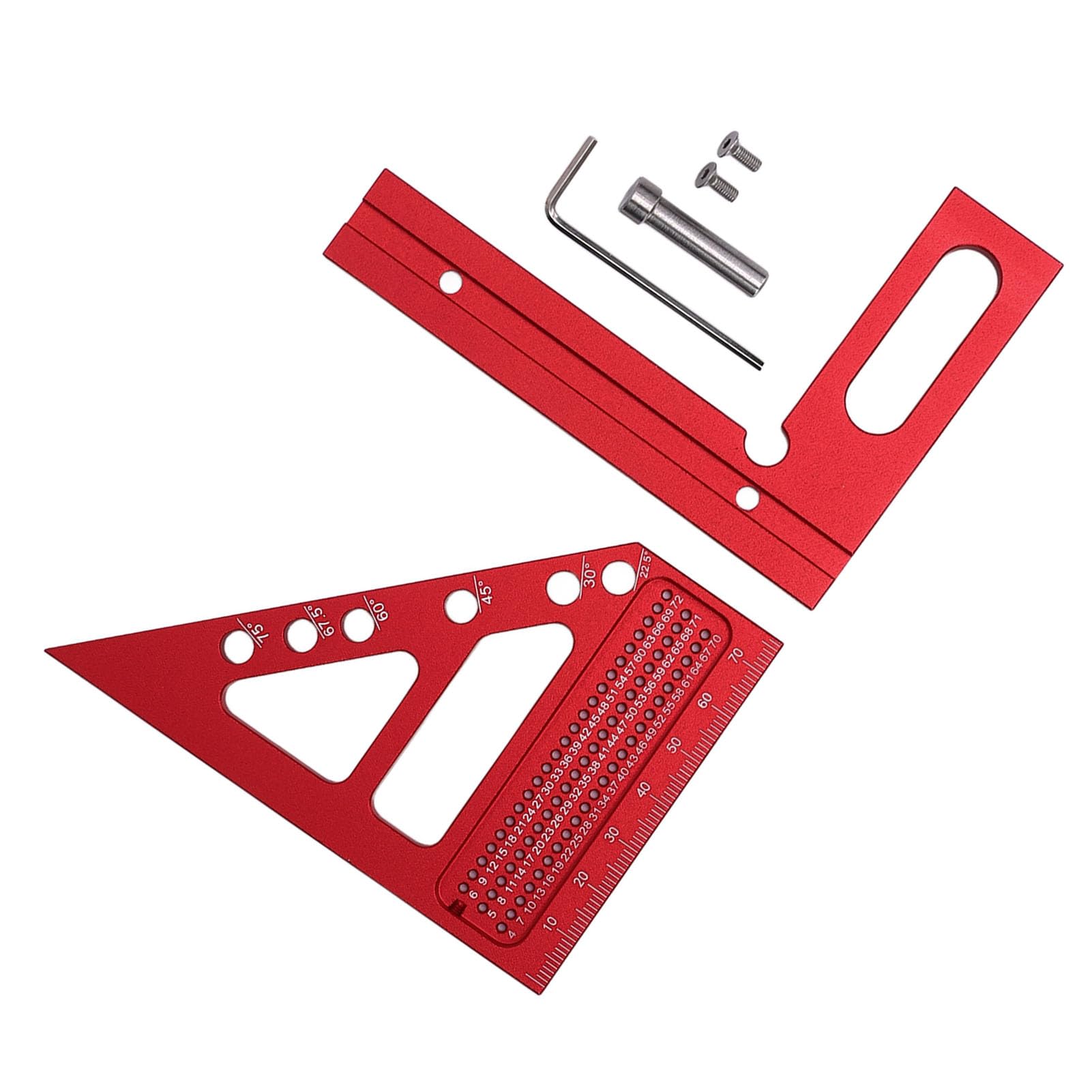 Righello Triangolare 3D, Strumento di misurazione multiangolo ad Alta precisione in Lega di Alluminio per la Lavorazione del Legno. Goniometro a Squadra.
