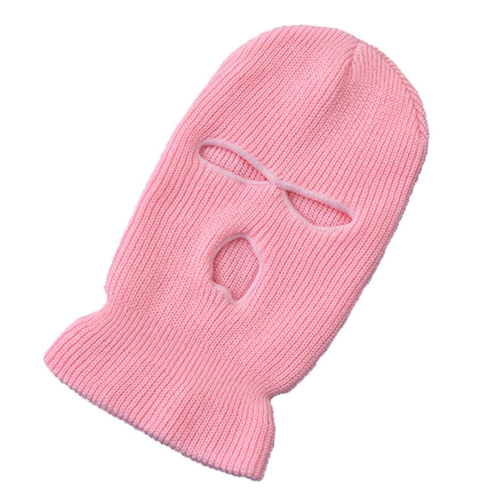 KGM Premium Quality Knitted 3 Hole Balaclava Bally Winter Hats Ski Snowboard Outdoor (Pink), One Size