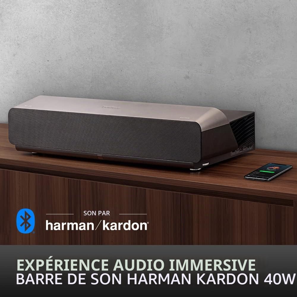 ViewSonic X1000-4K UHD 4K HDR Projecteur LED Intelligent à Ultra Courte focale avec Barre de Son Harman Kardon et Wi-FI et Bluetooth