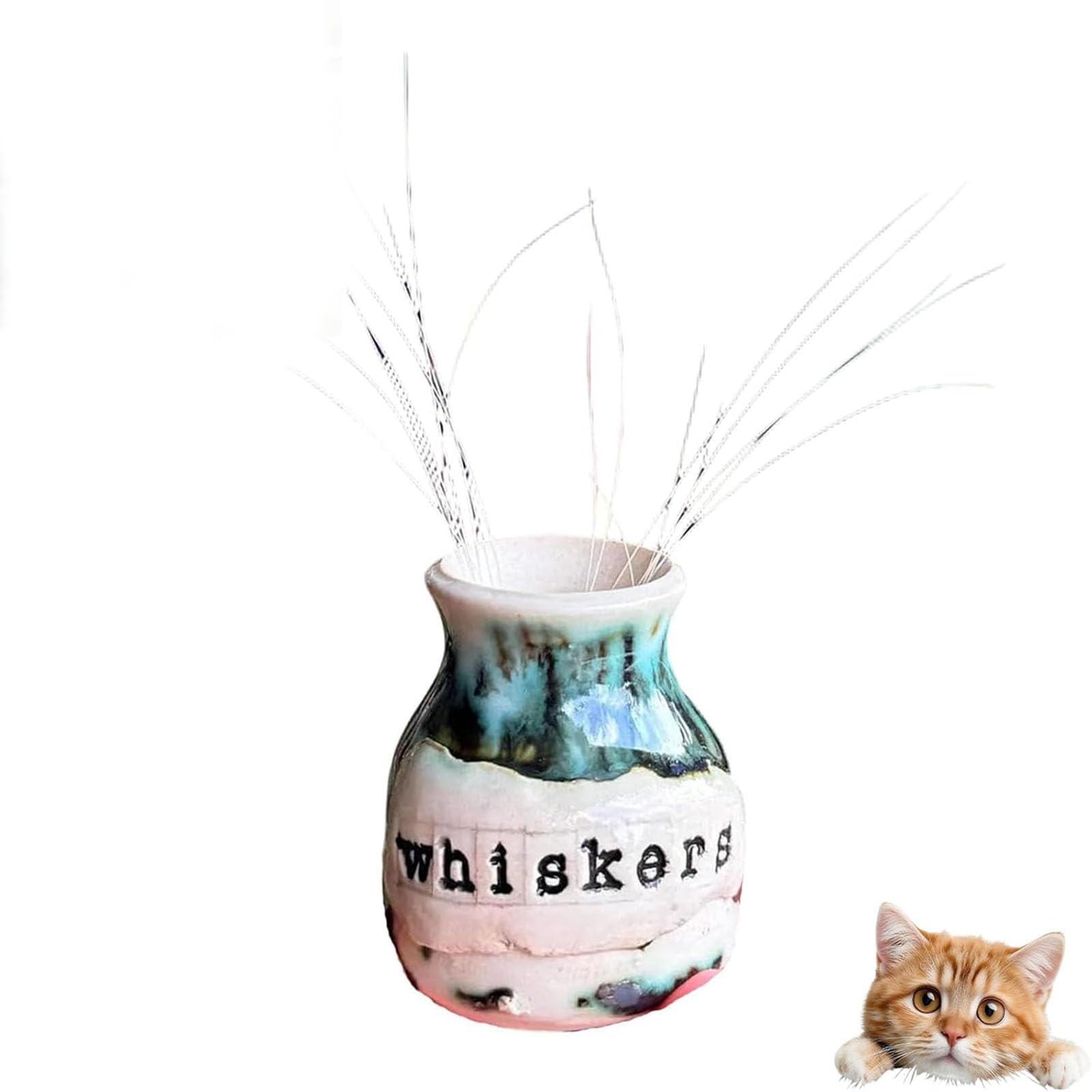 Hand-Thrown Whiskers Keepsake Vase, Cat Whisker Holder, Pet Memorial Keepsake Jars, Mini Flower Vase Cat Whisker Holder, Mini Cats Whiskers Collector Jar, Gifts for Cats Lovers (Green)