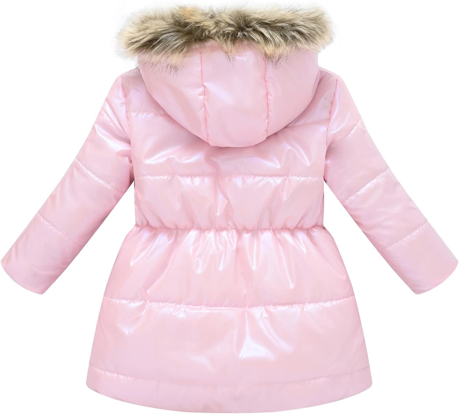 JanJean Toddler Kids Girls Shiny Puffer Down Winter Coat Hooded Zipper Thicken Warm Outerwear Lightweight Jacket