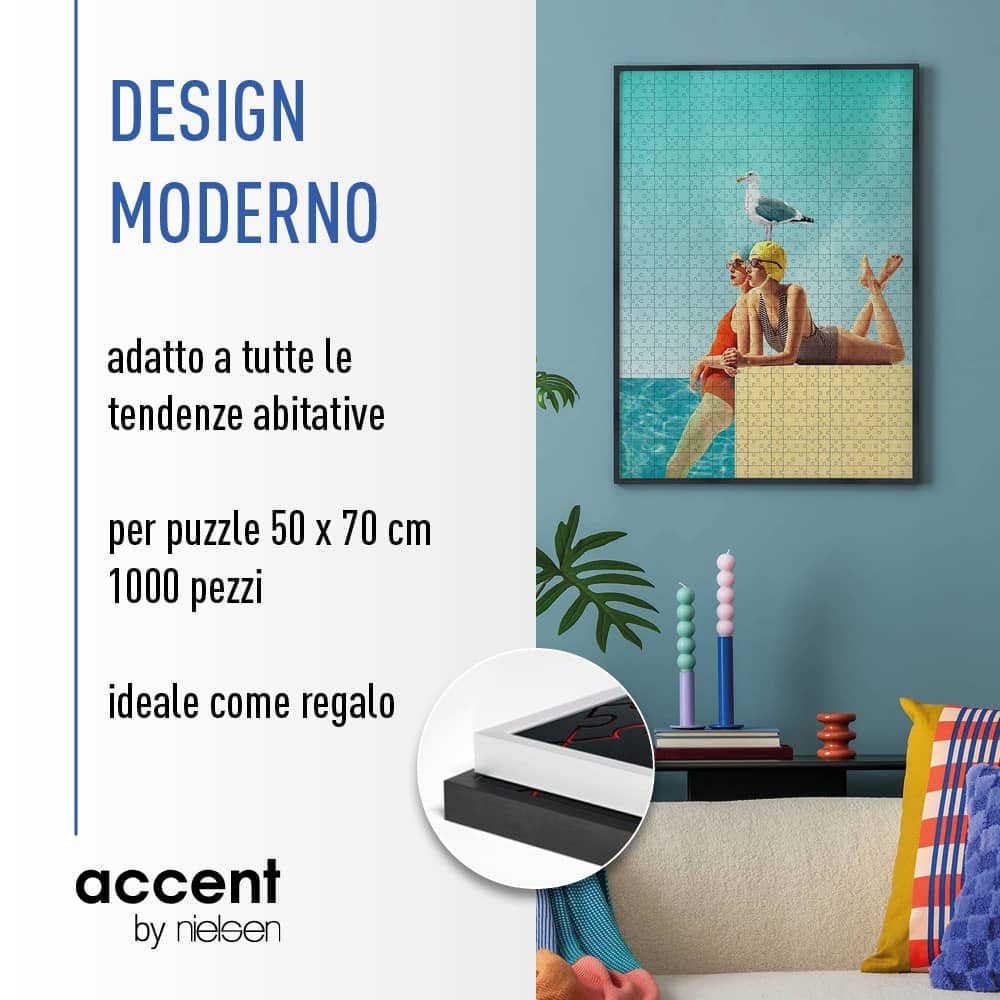 accent by nielsen cornici per puzzle, 50 x 70 cm, alluminio, Estructura Negro Mate, cornice per posterin formato verticale e orizzontale, vetro sintetico, Puzzle