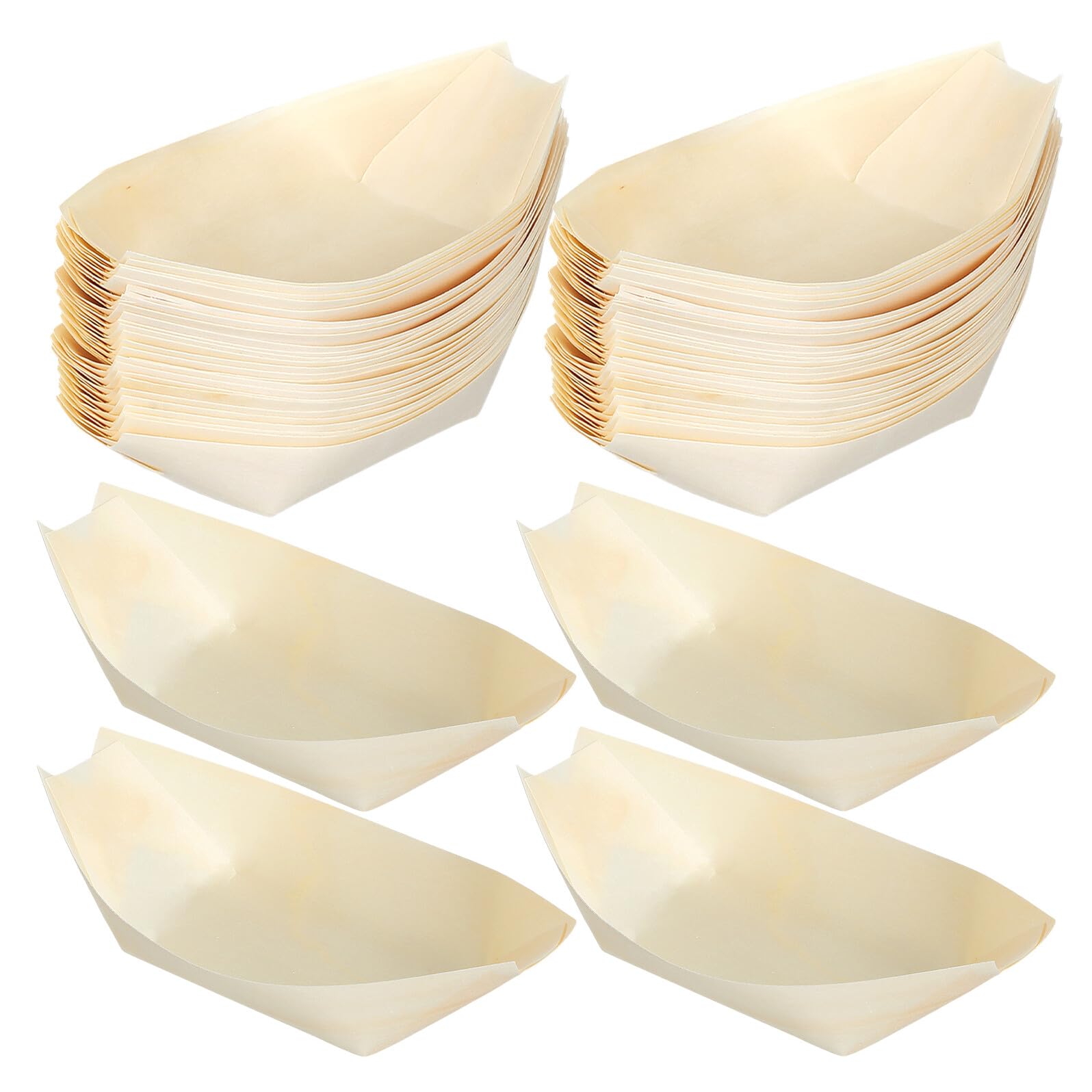 IMIKEYA Vassoi in legno usa e getta per Sushi e Sashimi Barca per servire snack e dessert dimensioni 135 x 77 cm, confezione da 250 pezzi ideali per feste e catering