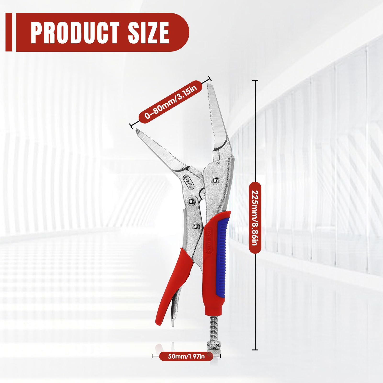 TOOLUTION 9 Inch Needle Nose Locking Pliers, CRV Material with Non-Slip TPR Grip for Automotive Electronics & Hard-to-Reach DIY - Image 4