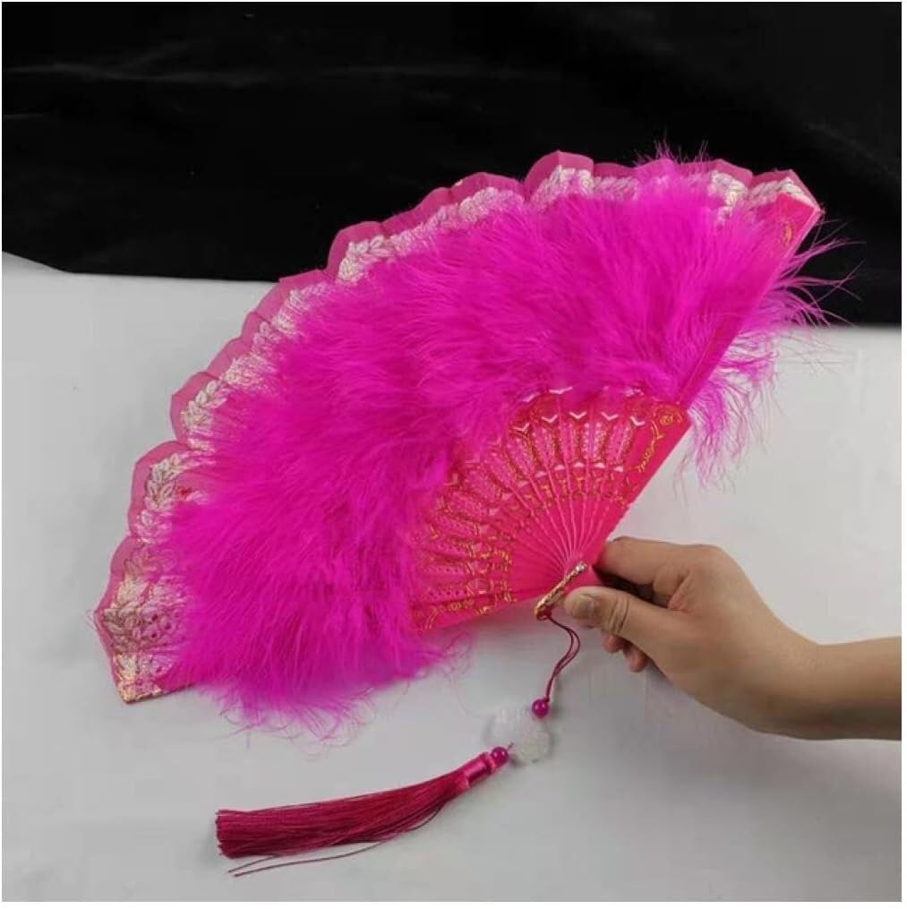 LKLNKVL folding fan, Handheld Feather Fan,Vintage Folding, Hand Fans Lace Tassels Art Craft Gift for Wedding Party Favor Home Decoration Ornaments Dance Props