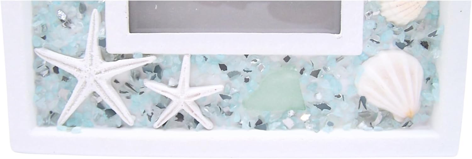Wowser Faux Seashell Picture Frame, Freestanding Frame, Nautical Decor, Fits a 4x6 Inch Photo